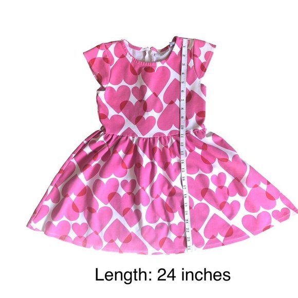 Place Girls Pink Hearts Design Shirred Waist Dress Pink White Size Medium 7/8 - Picture 5 of 12